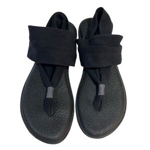 Sanuk Yoga Platform Black Sling Stretch Sandals Sz 6